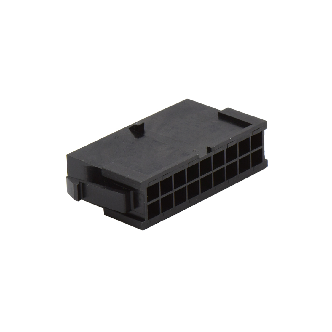 C3030线对线连接器Pitch 3.00mm双排带扣带翅膀母胶壳 2*9Pin黑色